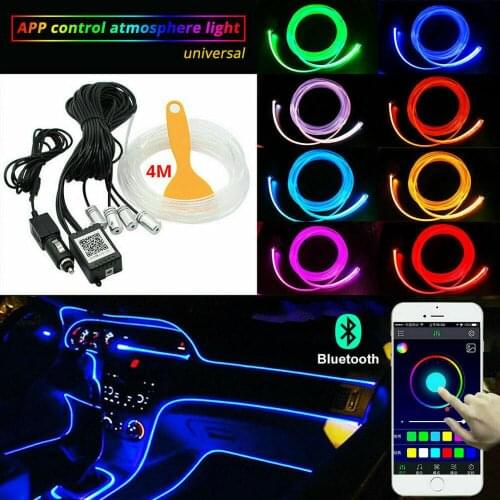 Car Underglow Light 4M RGB LED Strips Ambient Light APP Control for Car Interior Atmosphere Light Lamp Car Led Neon Light Kit