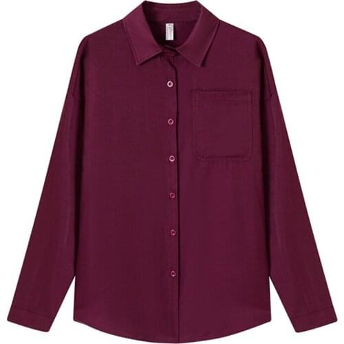 Plus size solid color pockets tops office ladies shirts Womens chiffon blouses New Summer casual Long sleeve Tops Blusas Mujer