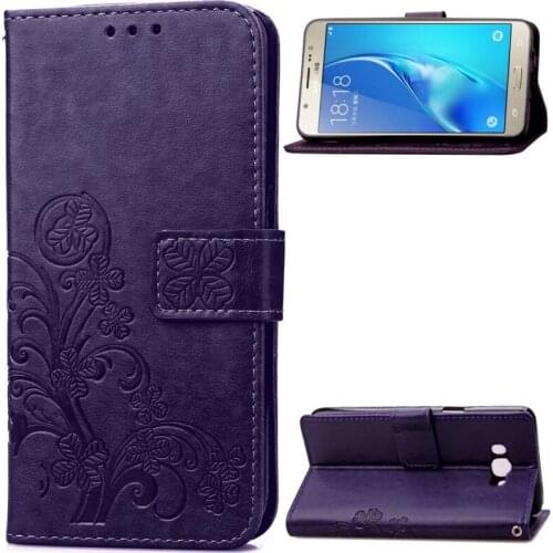 Case for Samsung Galaxy J5 Prime/J5 2016/J1 2016/J3 Flip Stand PU Leather Strap Case Four Leaf Clover Wallet Cover Bag