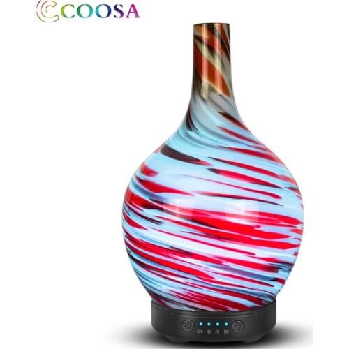 Coasa Creative Ultrasonic Aroma Diffuser Led Light 100ml Glass Cover Air Humidifier Essential oil Diffuser as Gift for Home Desk