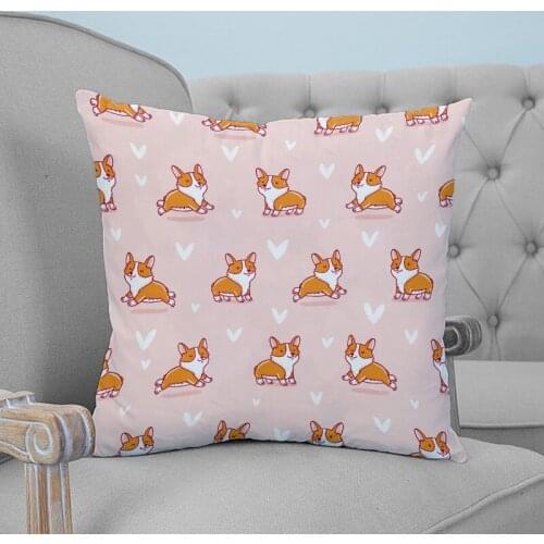 Puppy Corgi Dog Printed Throw Pillow Case Plush fabric Pillowcase Home Decorative Pillow Hot