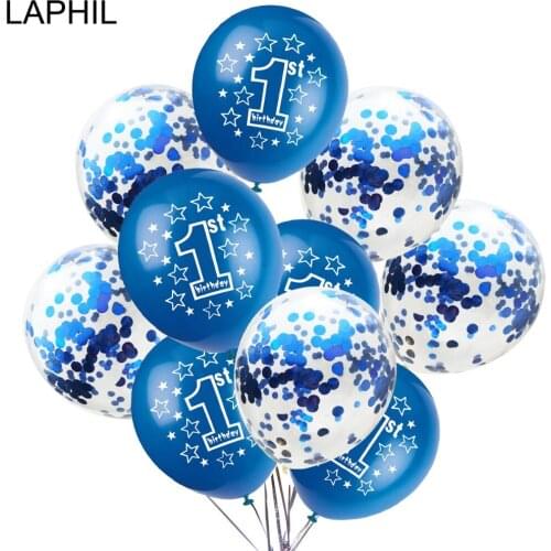 LAPHIL Baby Shower 10pcs Blue Pink Latex Balloon Baby First Birthday Party Decoration Kids Confetti Air Ballon 1st Party Supplie