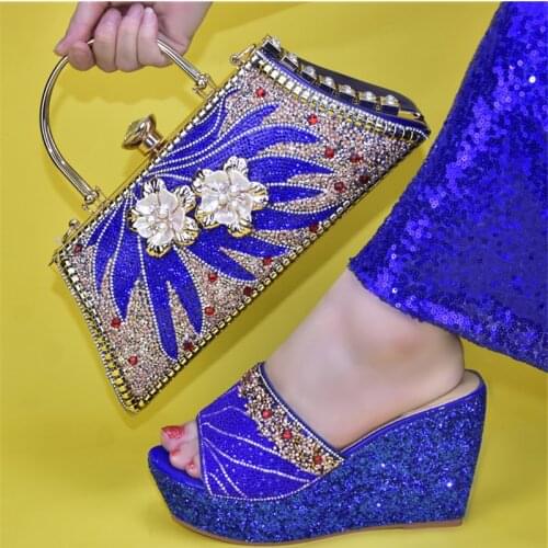 Doershow Shoes and Bag Set for Women Summer African Style italian Shoes and Bag Set for party Custom products! SUK1-19