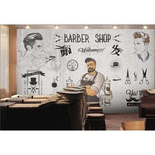 European retro beauty hairdressing tooling salon hair salon special wallpaper fashion personality creative mural