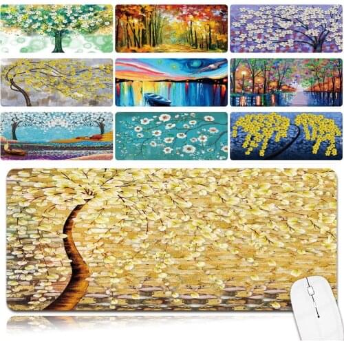 Smooth Extra Large Office Computer Desk Mat Anti-slip Waterproof PU Leather Mouse Pad Paint Pattern Portable Game Mouse Mat