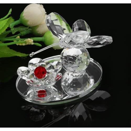 Crystal Butterfly with Ball Crafts Glass Paperweight Fengshui Ornaments Figurines Home Wedding Party Decor Gifts Souvenir A511