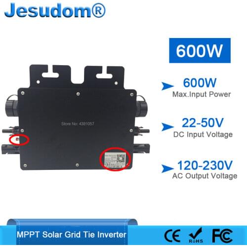MPPT Grid Tie Inverter 600W 22-50V Wireless Communication with WIFI Monitoring 120V 230V DC/AC Smart Micro Solar Converter