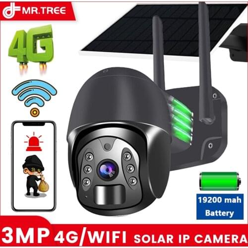 4G LTE FDD GSM Solar Battery Wireless Camera Tuya Smart HD 3MP PTZ Camera Outdoor Waterproof CCTV Surveillance Wifi IP Camera