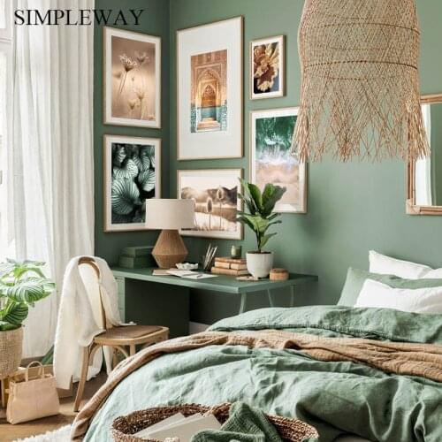 Sunrise Landscape Canvas Print Art Painting Nordic Botanical Flower Wall Poster Moroccan Door Picture Contemporary Home Decor