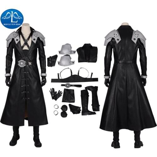 Final Fantasy VII Remake Costume FFVII Remake Sephiroth Cosplay Costume Adult Men Halloween Carnival Costumes Game Faux Leather
