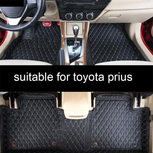 Leather car floor mats for toyota prius venza 4runner accessories styling 30 20 2010 2012 2016 2007 2008 parts