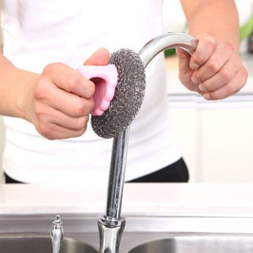 Nordic Style Home Kitchen Round Washing Utensils Pot Dish Brush Handle Cleaning Tools Wash Pot Brush Cleaning Ball