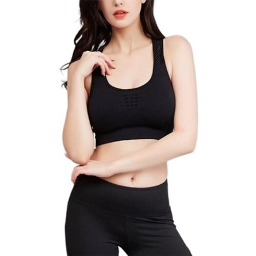 2020 Summer Women Hollow-out Solid Color T-shirt Sleeveless Underwired Back Bra Underwear Ladies Neck Shirt U-shaped Crop Top