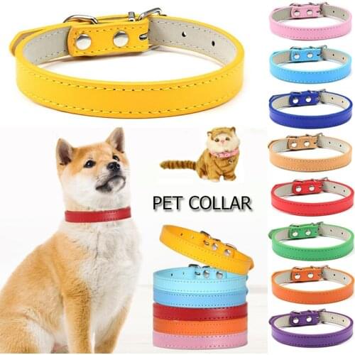 Small Pet Collar PU Leather Adjustable Neck Strap Supply Candy Color Cute Neck Ring Cat Collar Safety Buckle high quality Collar