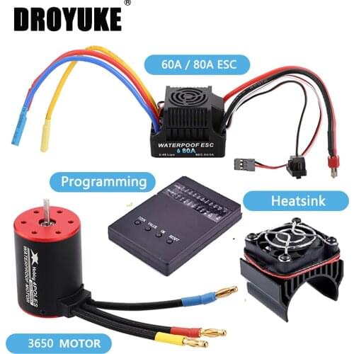Droyuke 3650 2300KV/3100KV/3900KV/4300KV/5200KV Brushless Motor & 60A/80A ESC With BEC 6V 5A for 1:10 RC Car RC Boat Part