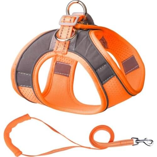Pet Reflection Mesh Dog Harness Choke-Free Double Padded Soft Breathable Vest Neck Chest Adjustable