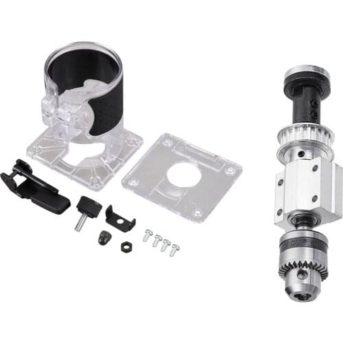 No Power Diy Woodworking Cutting Grinding Spindle Trimming Belt B10 Drill Chuck Set & Trimmer Base Plastic Base
