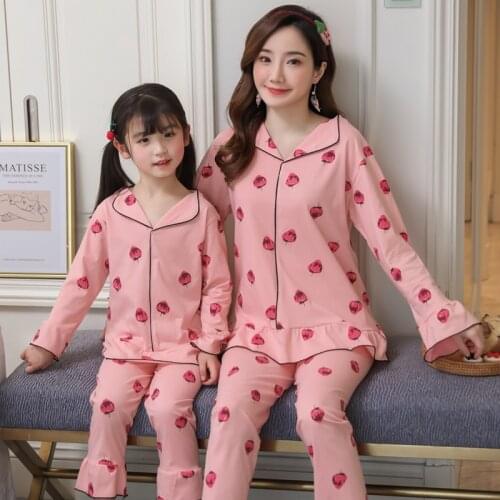 New Autumn Family Pyjama Set Cotton Pullover Mommy and Me Clothes Suit Casual Matching Outfits Nightwear Adlut Daughter Pijama