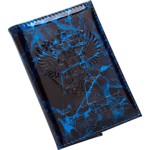 Russian Lightning stone grain printing fashion standard size passport cover waterproof solid pu leather passport holder