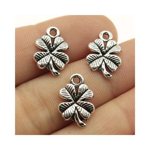 20PCS/lot 17mm Lucky Irish Four Leaf Clover Charms Antique Silver Color Pendants DIY Making Findings Handmade Tibetan Jewelry