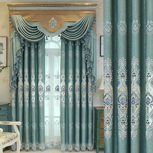A romantic luxury villa living room curtains, high-end elegant curtains for the bedroom, European art embroidered gauze curtain
