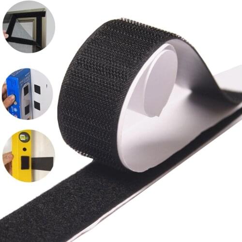 Hook and loop 2rolls* 1 meters Sticky Self-Adhesive Magic Tape adhesive fastener grip tape Black or White
