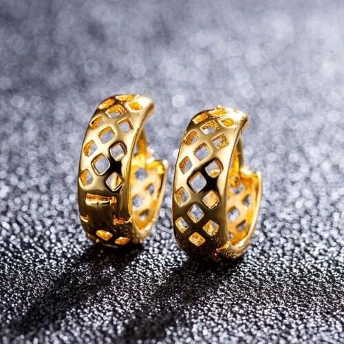 Womens Fashion Simple Smooth Hollow Hoop Earrings Cross Pattern Black/White/Golden Tiny Huggies Cute Charming Ear Jewelry