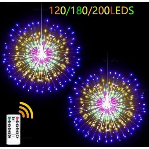 2pcs dandelion LED starburst firework light remote control waterproof chandelier home outdoor garden decoration new year christm