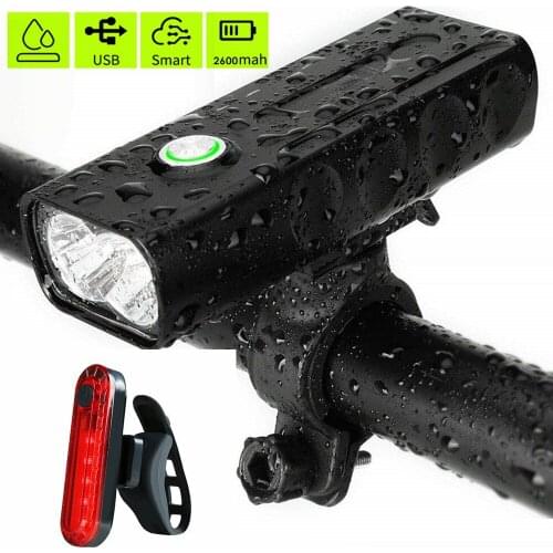 1000LM Bicycle Light 2T6 LED Bike Light With USB Rechargeable Battery Cycling Front Light Flashlight +Taillight