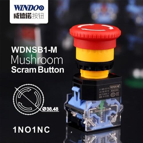 WDNSB1-M Plastic button to switch mushroom head emergency stop button 10A high current latching