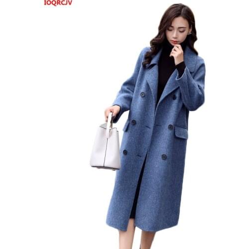 Women Winter Jacket Female Overcoat Plus Size Casual Long Double Breasted Elegant Blends Wool Coat Thicked Warm outerwear W1598