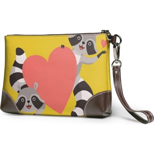 NOISYDESIGNS Raccoon Big Love Printed Leather Wallets Women Zipper Purses Clutch Wallet Female Money Portefeuille Femme