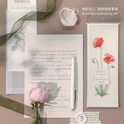 1PACK Kawaii Cute Litmus Paper Daisy Rose Flower Envelope Transparent For Wedding Card Scrapbooking School Supplies sl2639