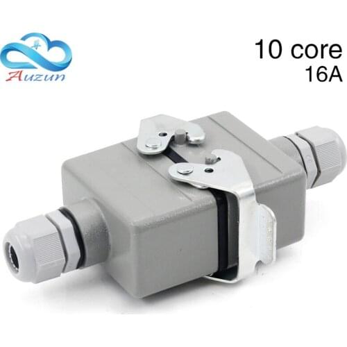 10 core rectangular heavy duty connector for docking he-010 waterproof socket connector for aerospace industry 16A