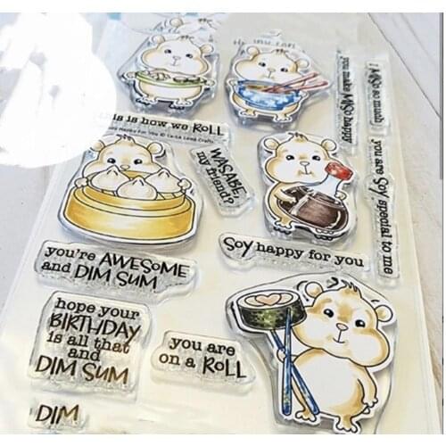 11x16 Animals eat breakfast Transparent Clear Rubber Stamp Sheet Cling Scrapbooking Photo Album PaperCard DIY Craft