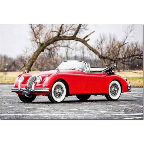 1961 Jaguar XK150 Red Convertible Poster Vehicle Wallpaper HD Prints Canvas Painting Wall Art Picture Home Decoration
