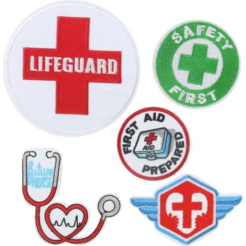 2PCS Armband Red Cross Paramedic Embroidery Patches Rescue Medical Insignia First Aid Patch Lifeguard Badge Clothing Applique