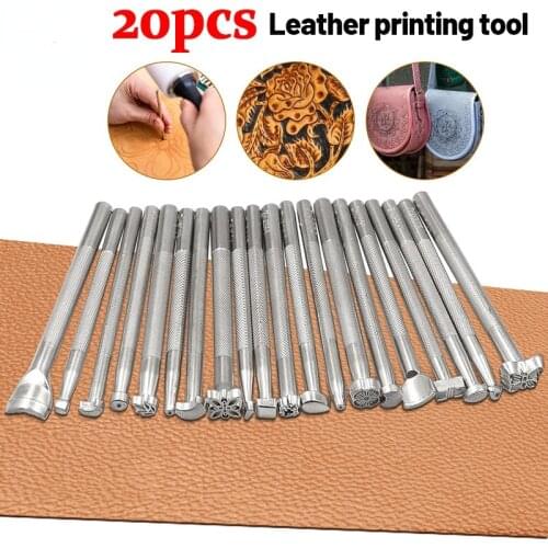 20pcs/set TLeather Engraving and Printing Suit Hand-stitched Leather Craf Leather Printing Punch Leather Printing Tool