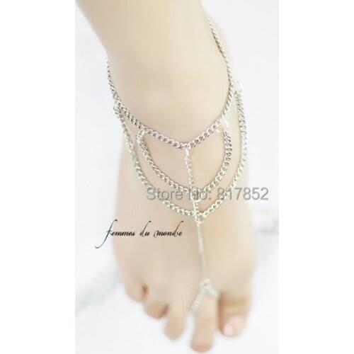 2014 FREE SHIPPING STYLE BY-89 SILVER PLATED ALLOY METAL CHAIN SEXY FOOT Chains JEWELRY