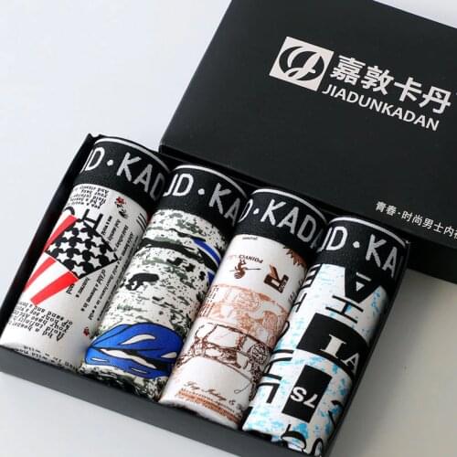 4pcs/lot 2020 New Mens Underwear Boxers Fashion Printed Men Underpants Boxer ShortsMale Panties Pouch Sheath Underpants