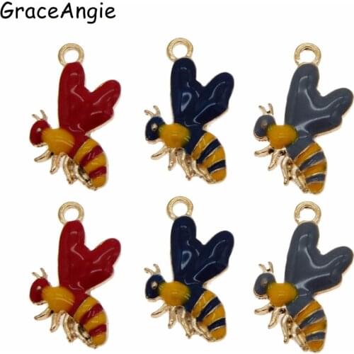 6PCS Fashion Bumble bee Necklace Pendant Accessories Jewelry Findings DIY Earrings Cute Insect Charms Pendant Honey bee charms