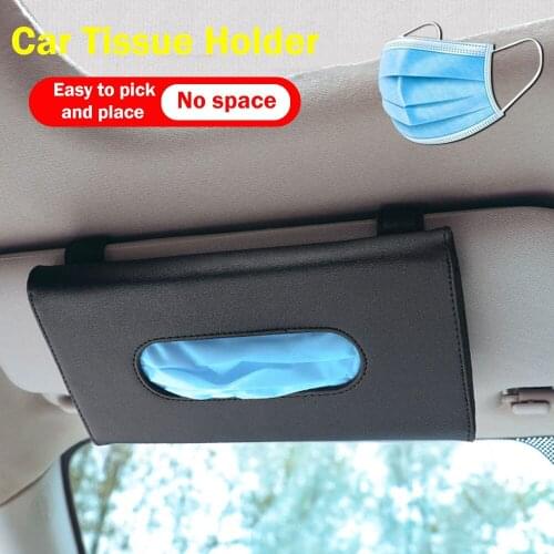 Car Tissue Holder PU Leather Sun Visor Napkin Holder Auto Hanging Paper Towel Box Backseat Tissue Case Car Sun Visor Organizer