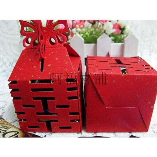 Free shipping 500 pcs / lot Hot Sale Surrounded by hollow hi word candy box Creative candy box candy box wedding gift box