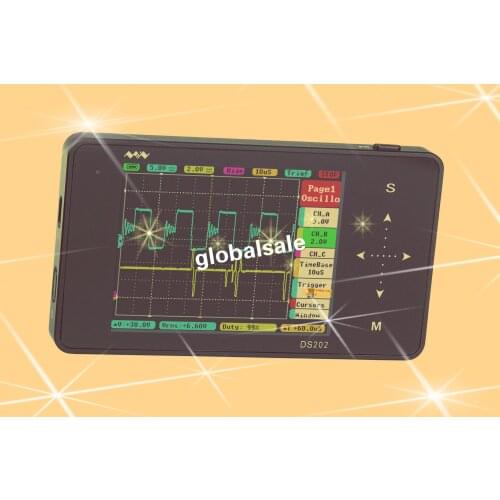 FREE SHIPPING DS202 Bandwidth 2 CH 1MHz Mini Portable Pocket Handheld Digital Oscilloscope