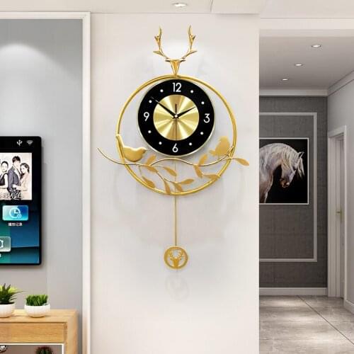 Gold Color Large Wall Clock Pendulum Luxury Metal Modern Design Wall Clock Silent Nordic Orologio Da Parete Home Decor DL60WC
