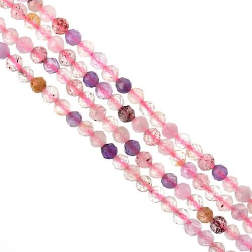 Wholesale Faceted 3-2mm Super Seven-color Crystal Quartz Stone Fit Bracelets Loose Beads 15inch For Pretty Girls Female H555