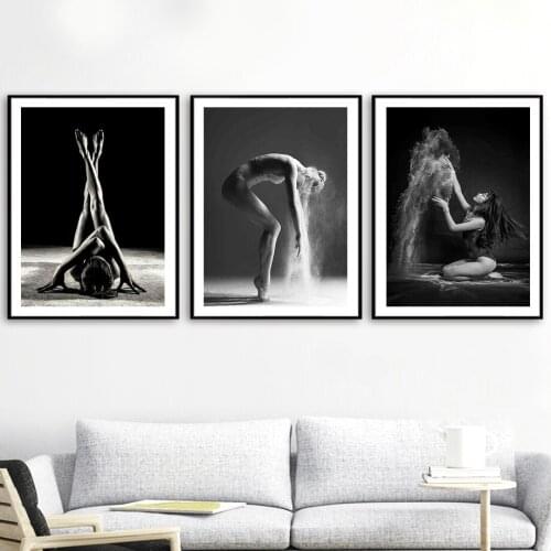 Black And White Yoga Sport Fitness Woman Wall Art Canvas Painting Nordic Posters And Prints Wall Pictures For Living Room Decor