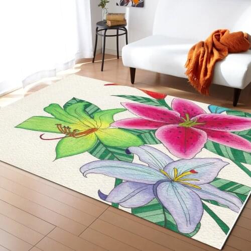 Hibiscus Flower Carpet for Living Room Kids Bedroom Bedside Rugs Soft Carpets Home Sofa Table Decor Mat