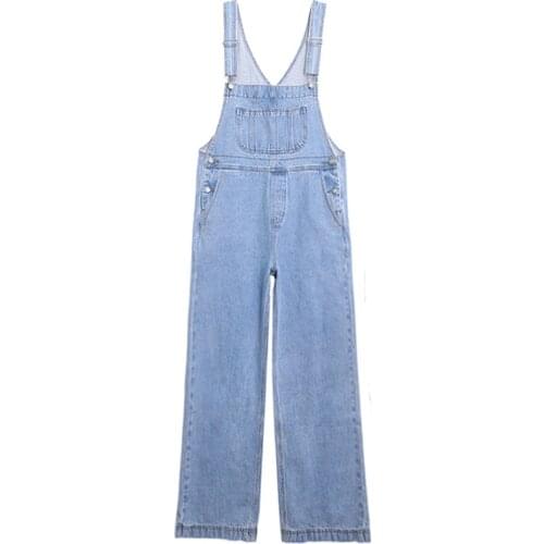 Women Carpenter Overalls Loose Bib Pants Denim Jumpsuit