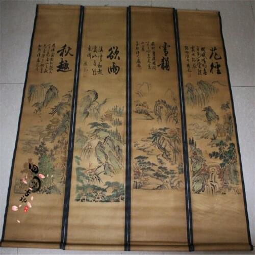 Archaize calligraphy and painting, traditional Chinese painting, mural, painting in the middle hall, calligraphy, Tang Yinqiu in